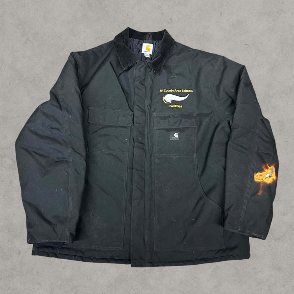 Vintage Carhartt‎ Jacket Mens 2XL Black Duck Canvas C55 Blk Workwear Artic Quilt